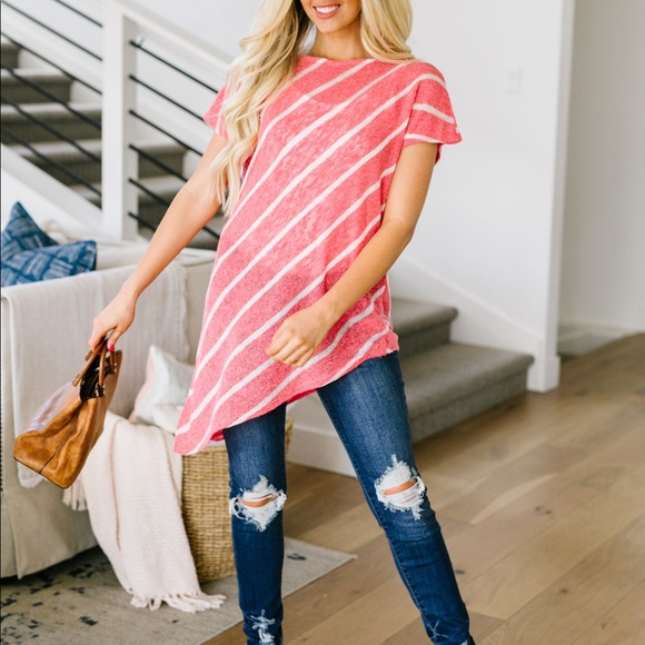 Slanted Stripe Knit Top - Picture 2 of 9